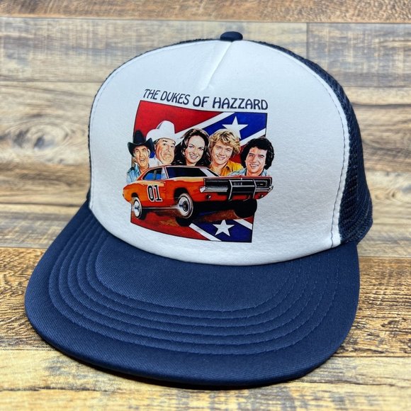 Unbranded Other - Vintage Dukes Of Hazard Mens Trucker Hat Navy Snapback Mesh Flat Brimmed Cap